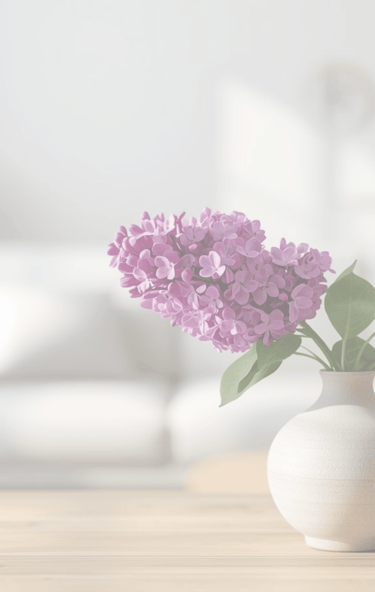 Lilac flower in a living room, in Princeton NJ, perfectly matches the simplelilac brand