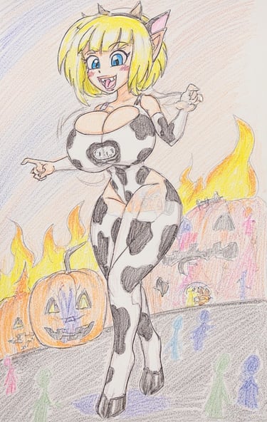 Lobella Otkan-Gaoh as depicted by one of the children present at the "Davenport Cow Lady Attack" of 1986