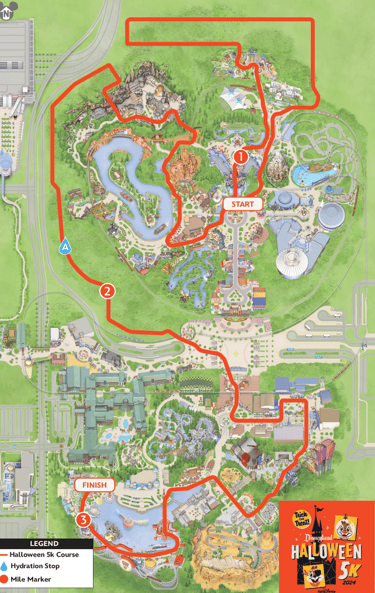 2024 runDisney Disneyland Halloween 5K Course Map