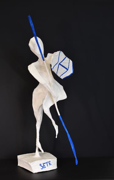 jouteur Sète sculpture papier