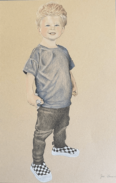 drawing of toddle holding toy