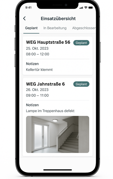 a phone screen showing a picture of a house with a staircase