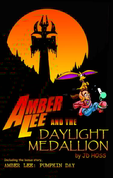 Amber Lee, her best friend Jasper, and her loyal puppy flee Dracula's Castle, Comic Book Cover