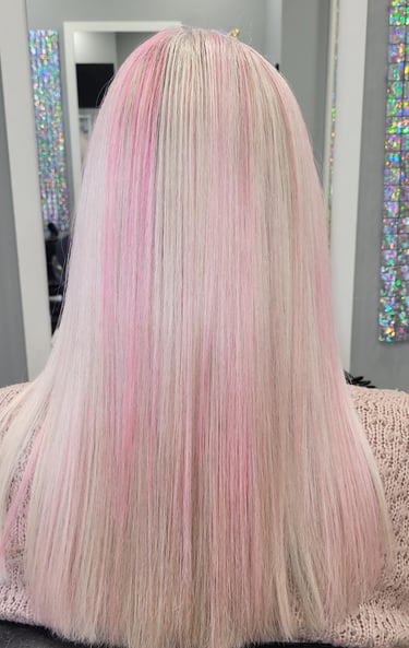 Long straight pastel pink hair