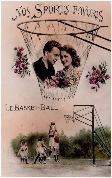 1940s Nos Sports Favoris Le Basket-Ball Vintage French Postcard