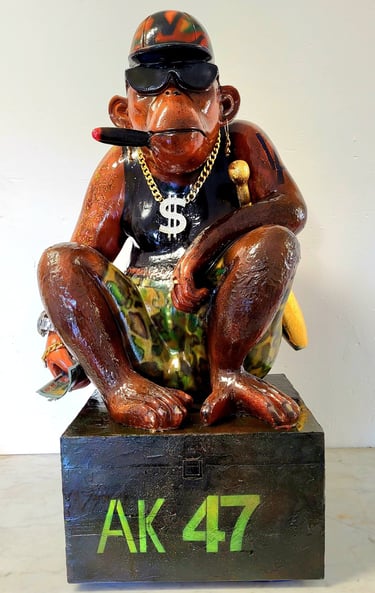 le singe AK47 money pop art  