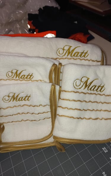 Personalised towels and all things special. Custom embroidery that brings that extra touch of love.