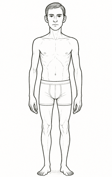 a skinny man in underwear briefs and underwear briefs