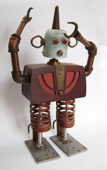 Found object robot named Maestra by Santa Barbara artist Tal Avitzur.
