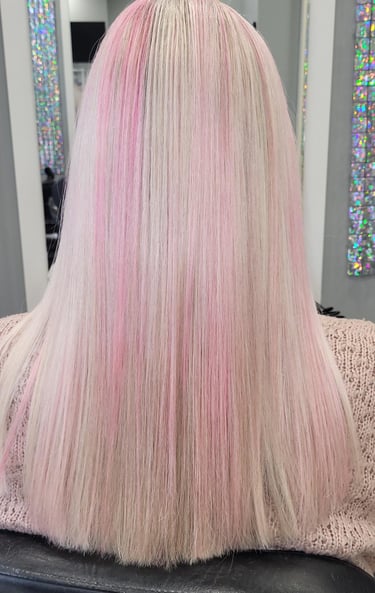 Long straight pastel pink hair