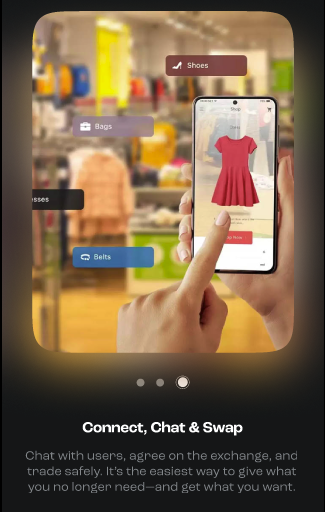 a person holding a phone with a phone showing a picture of a dress