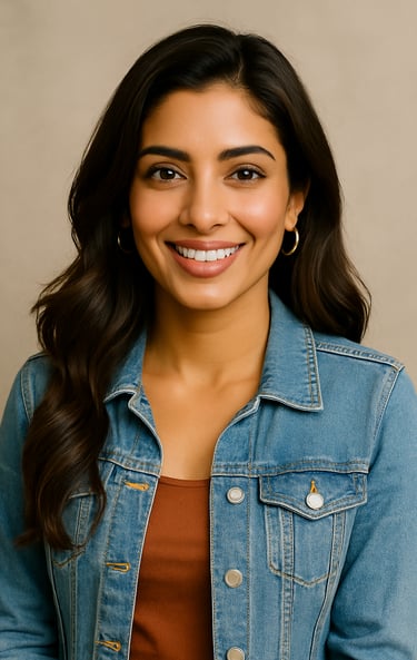 a woman in a denim jacket and jeans jacket