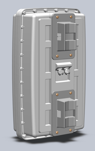 Plasdev IP rated enclosure mounted on pole showing cable glands for Lora Wan connection