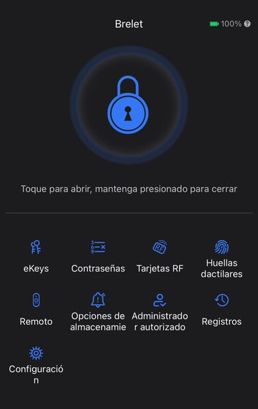 Pantalla inicial de la app