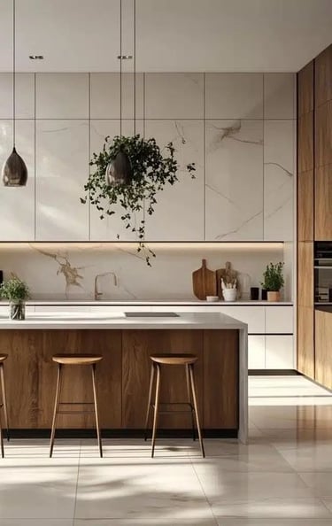 Depolama alanları verimli şekilde düzenlenen mutfak tasarımı