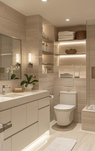 sade ve şık banyo dekorasyonu uygulaması