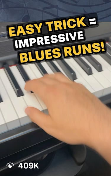 Daine Jordan's high performing piano tutorial video called easy trick = impressive blues runs