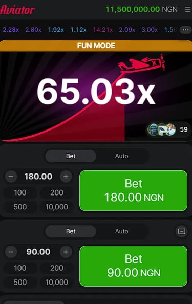 Aviator oyununda x65.03 yüksək qazanc əmsalı - böyük uduş sübutu