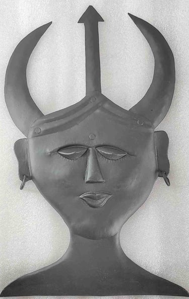 "Handmade iron warrior-style tribal mask–ethnic wall decor-For international dispatch"