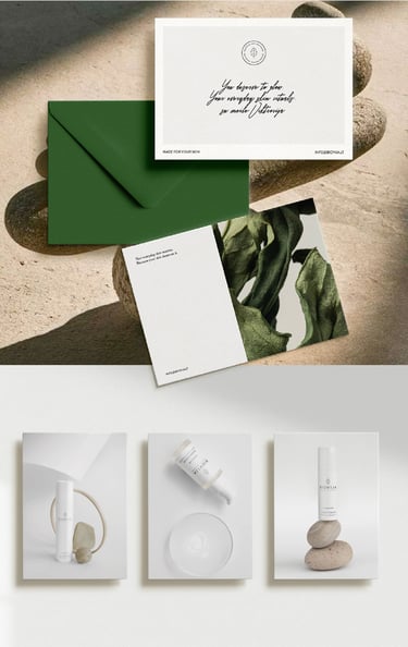 Biovija kosmetikos prekės ženklo firminės medžiagos dizainas