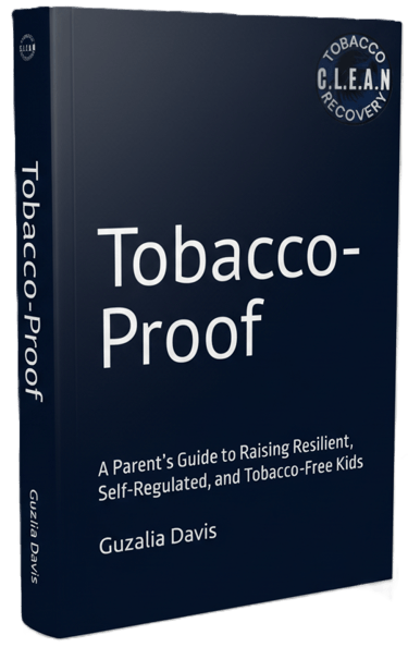 Tobacco-Proof book cover by Guzalia Davis, a parent's guide to raising tobacco-free kids.