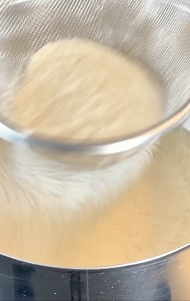 Add the dry ingredients for the coconut rice cream recipe