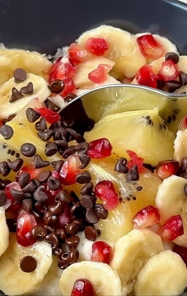 Add the topings to the coconut rice cream