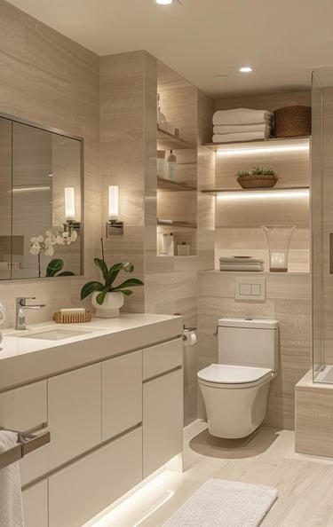 sade ve şık banyo dekorasyonu uygulaması