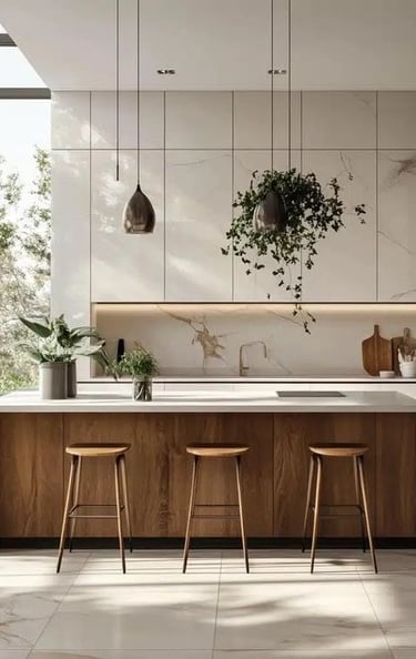 Depolama alanları verimli şekilde düzenlenen mutfak tasarımı