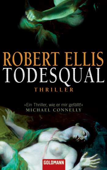 Cover of ‘Todesqual’ by Robert Ellis, 1st German edition of ‘City of Fire’ features an eerie image of a woman in need of help
