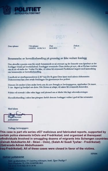 hege finsveen,fredrikstad politi,salah hassan al-saadi,zainab abdulkarim,Qatranada Adnan Abdulhussei