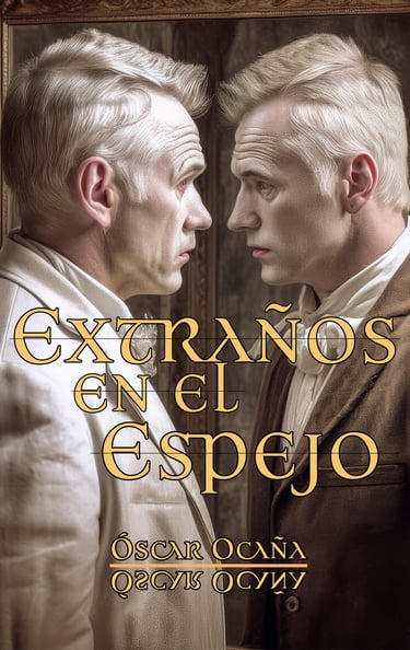 Portada del libro de teatro "Extraños en el espejo" de Óscar Ocaña Parrón
