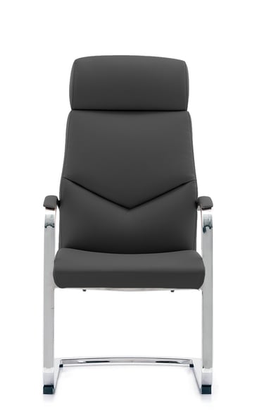 Mavis high-back visitor chair in black with chrome cantilever frame, front view
