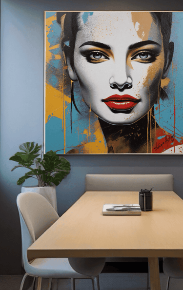 Pintura em estilo Pop-Art de uma mulher sorridente - por Sérgio Astral