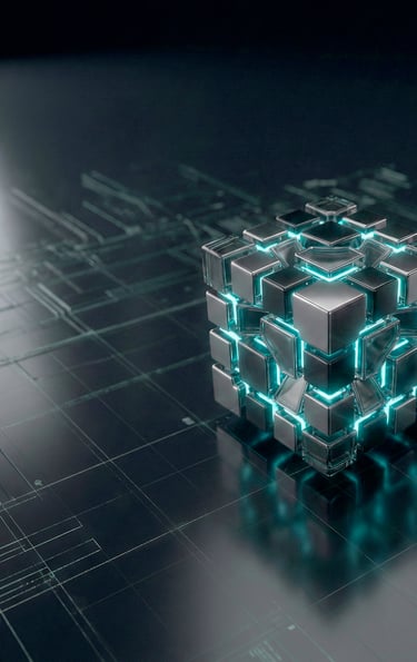 a cube - like object with a glowing green light