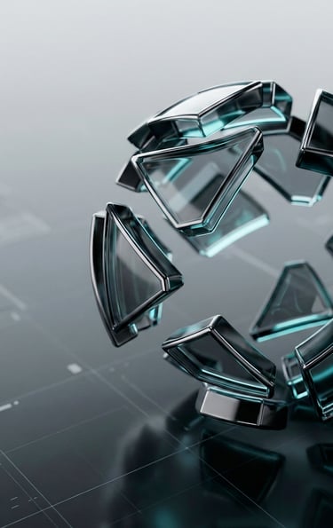 a glass ball with a circular glass object