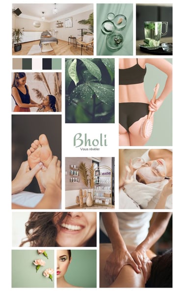 Moodboard d'un institut de beauté réalisé lors d'un accompagnement bien-être well'com
