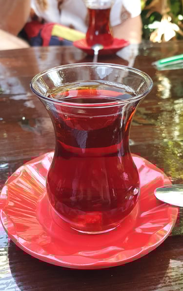 a glass of Turkish tea