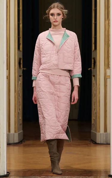 The A Story pink quilted two-piece Spring Summer 2026.