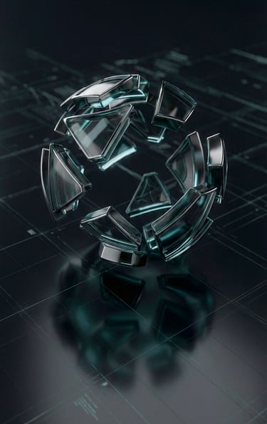 a cube with a glowing blue light on it