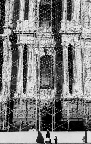 Walkers by City Hall in Philadelphia in the 1960s by James Drake