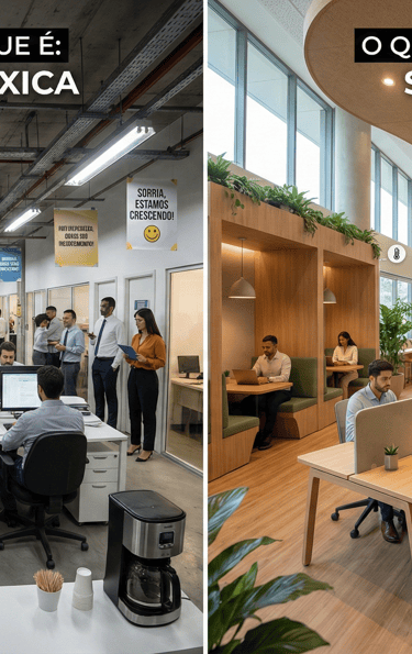 A diferença entre um ambiente de trabalho tóxico e um ambiente de trabalho saudável e com qualidade 