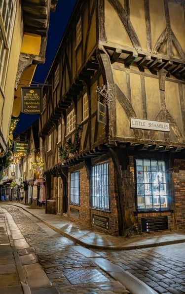 The Shambles York England historic street at night