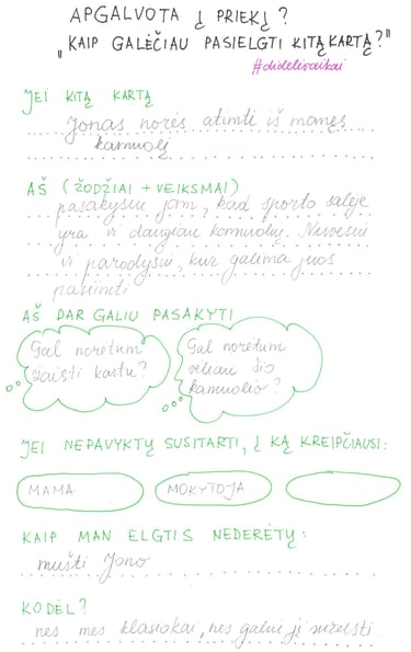 schema kaip pasielgti kitą kartą