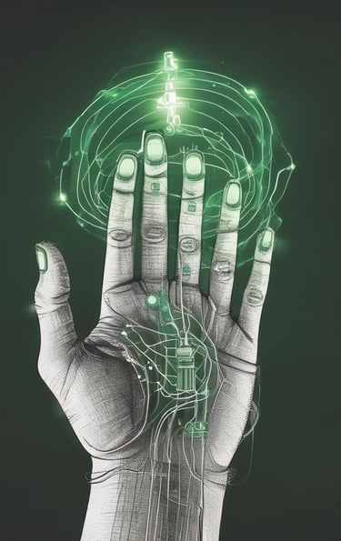 A sleek industrial transformer unit illuminated with steel-green lighting against a dark, textured background.