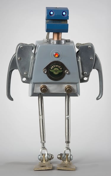 Assemblage robot named Primo by artist Tal Avitzur.