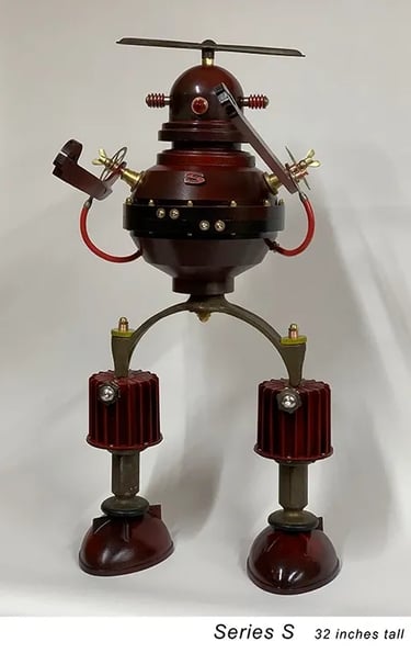 Assemblage robot named Series S by Santa Barbara sculptor Tal Avitzur.