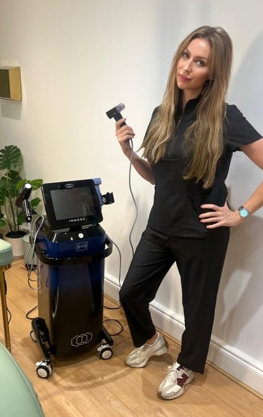 a woman standing in a room with a Morpheus8