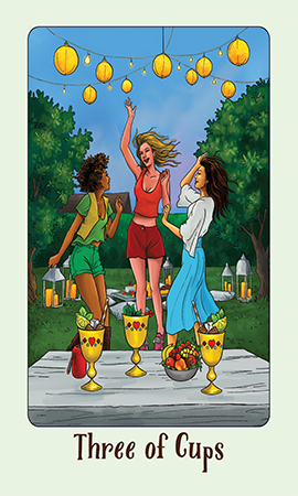 Jasper tarot three of cups a tarot card deck with three women in the foreground