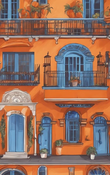 a building with a bunch of potted plants on it